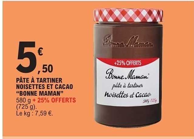 PÂTE À TARTINER NOISETTES ET CACAO “BONNE MAMAN”