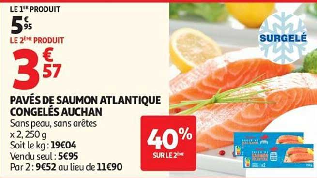 PAVÉS DE SAUMON ATLANTIQUE CONGELÉS AUCHAN