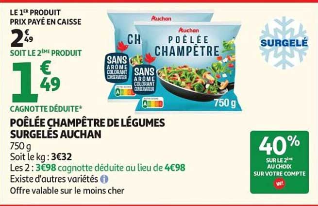 POÊLÉE CHAMPÊTRE DE LÉGUMES SURGELÉS AUCHAN