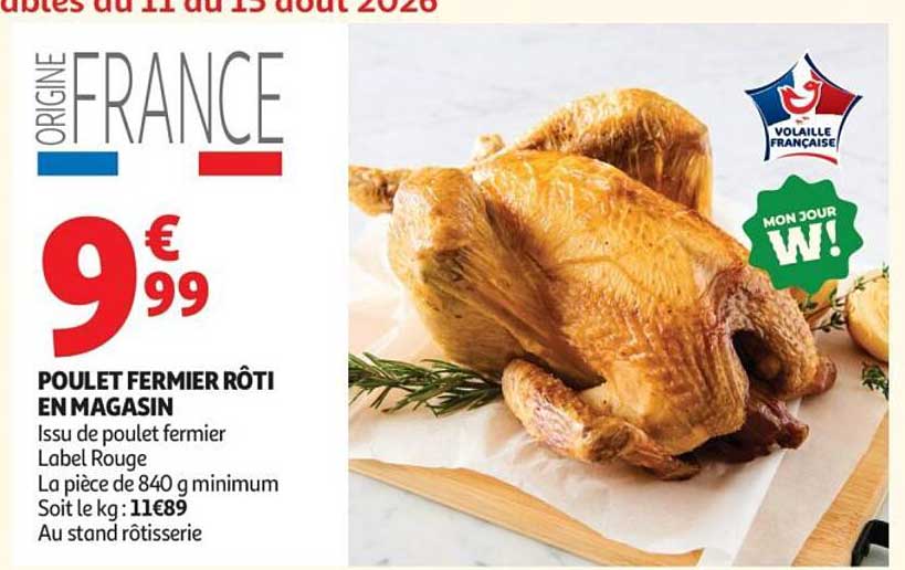 POULET FERMIER RÔTI EN MAGASIN