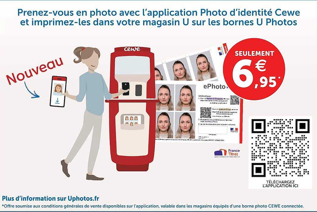 Prenez-vous en photo avec l’application Photo d’identité Cewe et imprimez-les dans votre magasin U sur les bornes U Photos