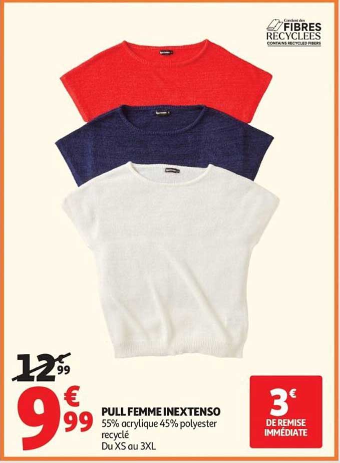 PULL FEMME INEXTENSO 55% acrylique 45% polyester recyclé Du XS au 3XL