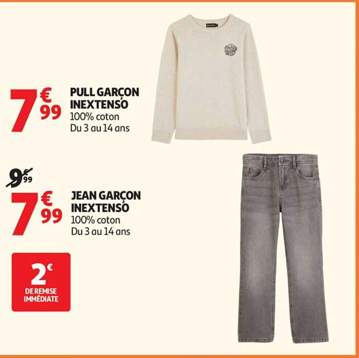 PULL GARCON INEXTENSO 100% coton Du 3 au 14 ans