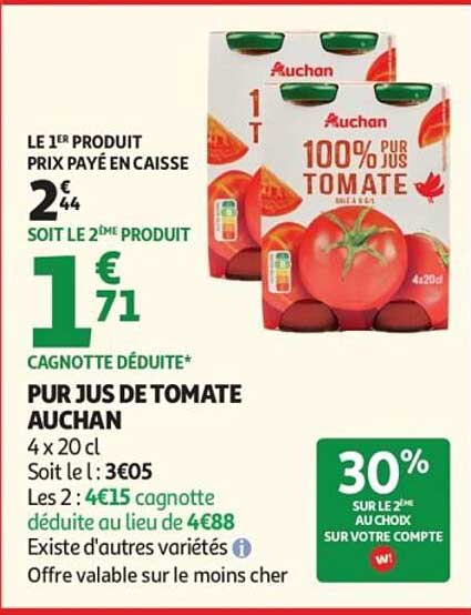 PUR JUS DE TOMATE AUCHAN