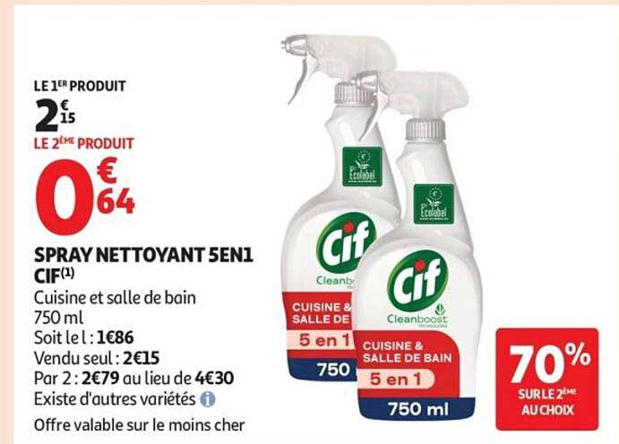 SPRAY NETTOYANT 5EN1 CIF(1) Cuisine et salle de bain 750 ml