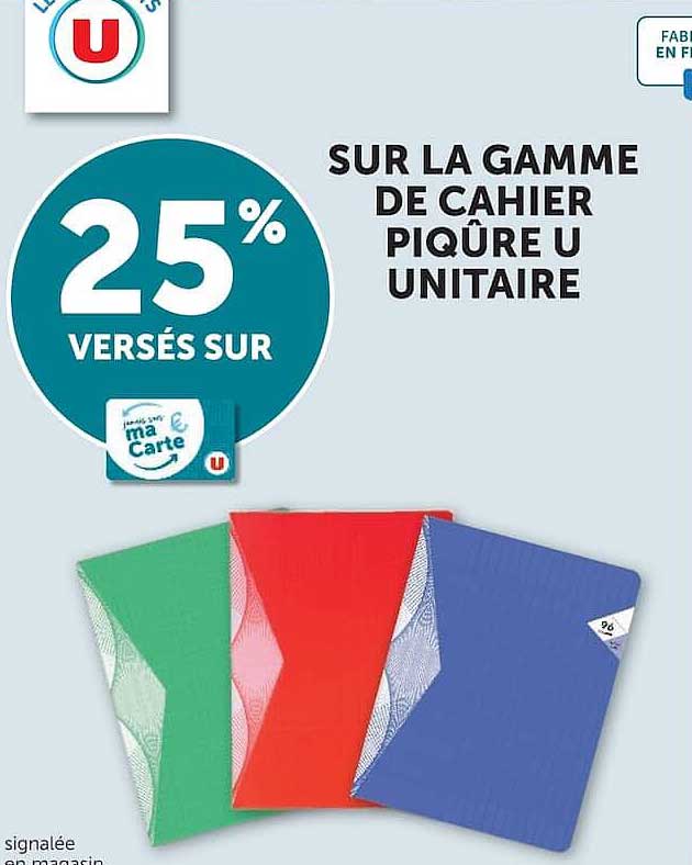 SUR LA GAMME DE CAHIER PIQÛRE U UNITAIRE