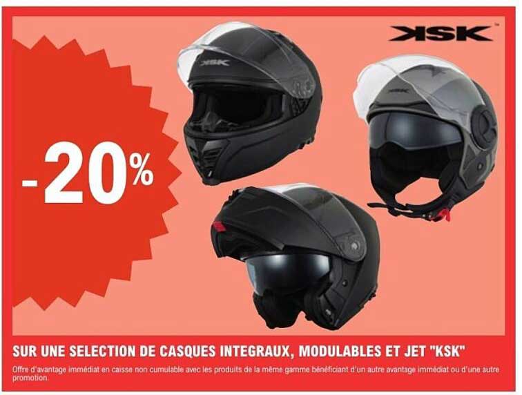 SUR UNE SELECTION DE CASQUES INTEGRAUX, MODULABLES ET JET "KSK"