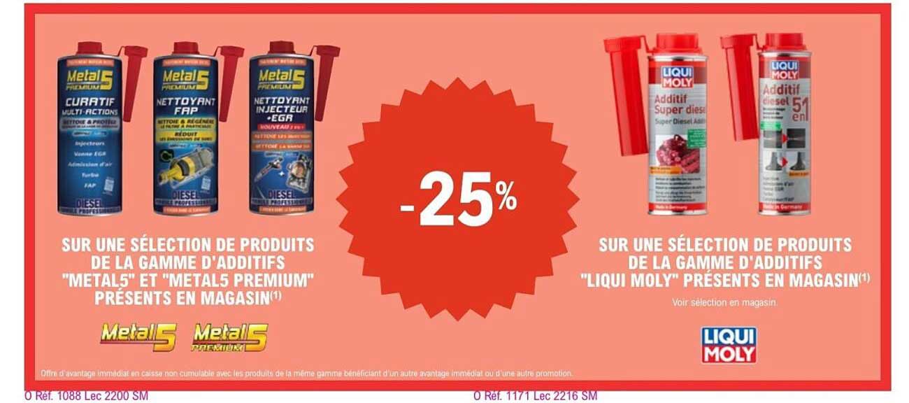 SUR UNE SÉLECTION DE PRODUITS DE LA GAMME D’ADDITIFS "METAL5" ET "METAL5 PREMIUM" PRÉSENTS EN MAGASIN(1)