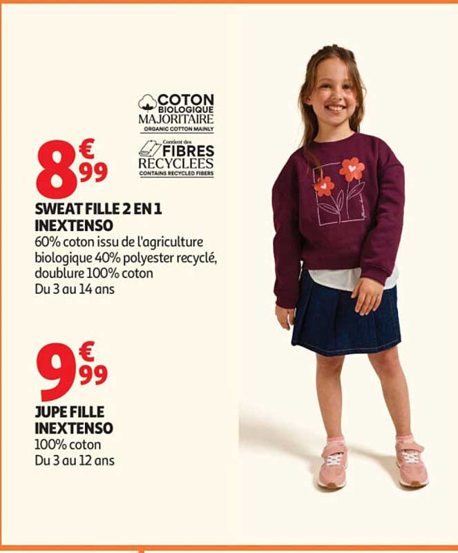 SWEAT FILLE 2 EN 1 INEXTENSO