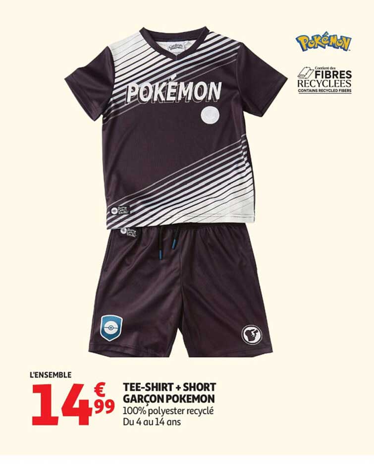 TEE-SHIRT + SHORT GARÇON POKEMON