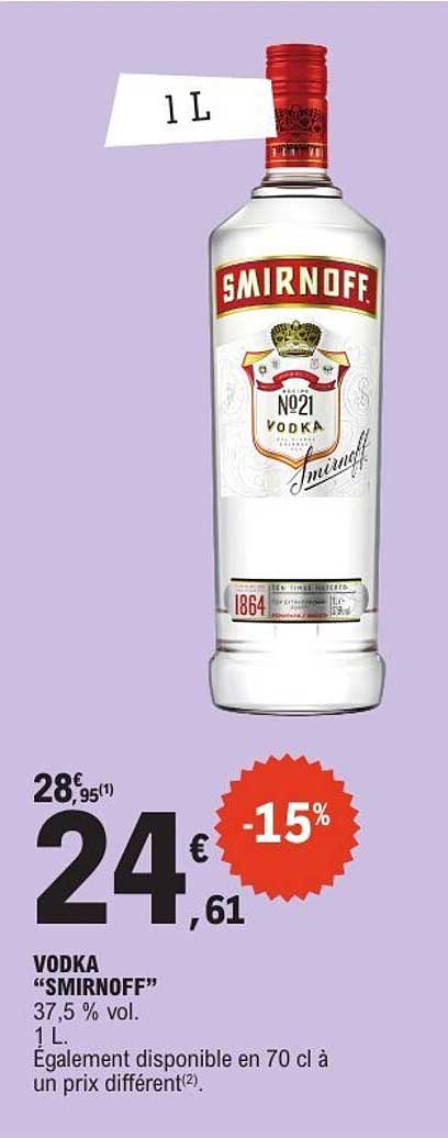 VODKA “SMIRNOFF” 37,5 % vol. 1 L.
