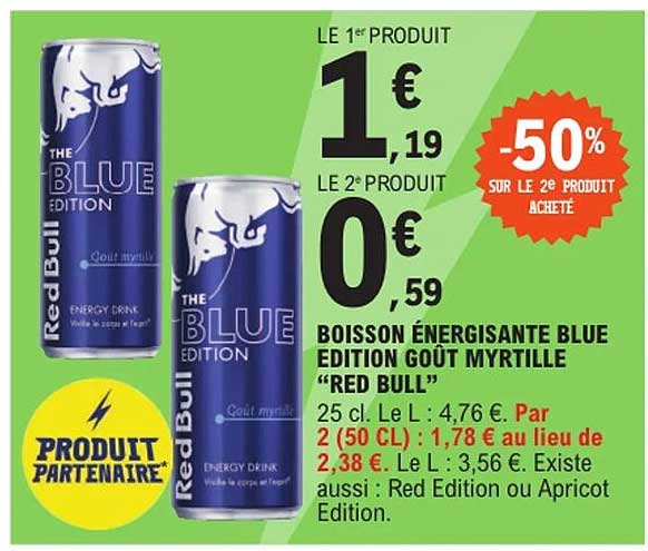 BOISSON ÉNERGISANTE BLUE EDITION GOÛT MYRTILLE "RED BULL"