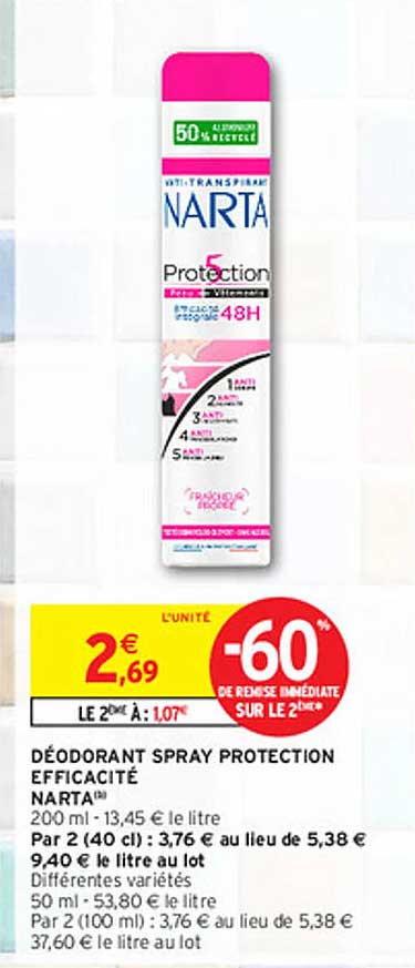 Lot De 3 Déodorants Spray Narta 200 Ml - Protection 5 En 1 Pour Homme, Fabriqué En France