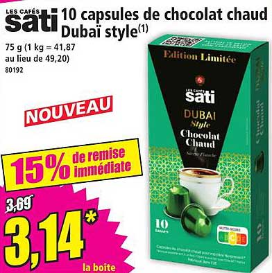 10 capsules de chocolat chaud Dubai style