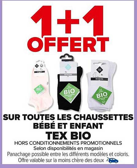 1+1 OFFERT SUR TOUTES LES CHAUSSETTES BÉBÉ ET ENFANT