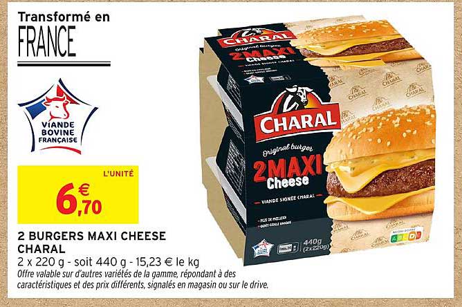2 BURGERS MAXI CHEESE CHARAL