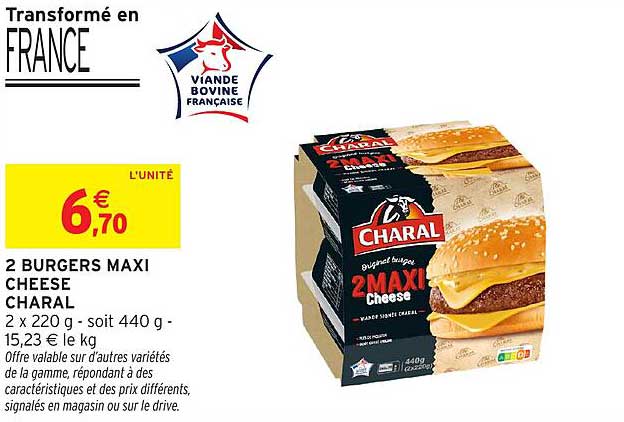 2 BURGERS MAXI CHEESE CHARAL