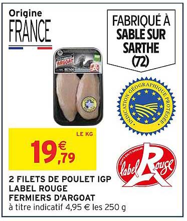 2 FILETS DE POULET IGP LABEL ROUGE FERMERS D'ARGOAT