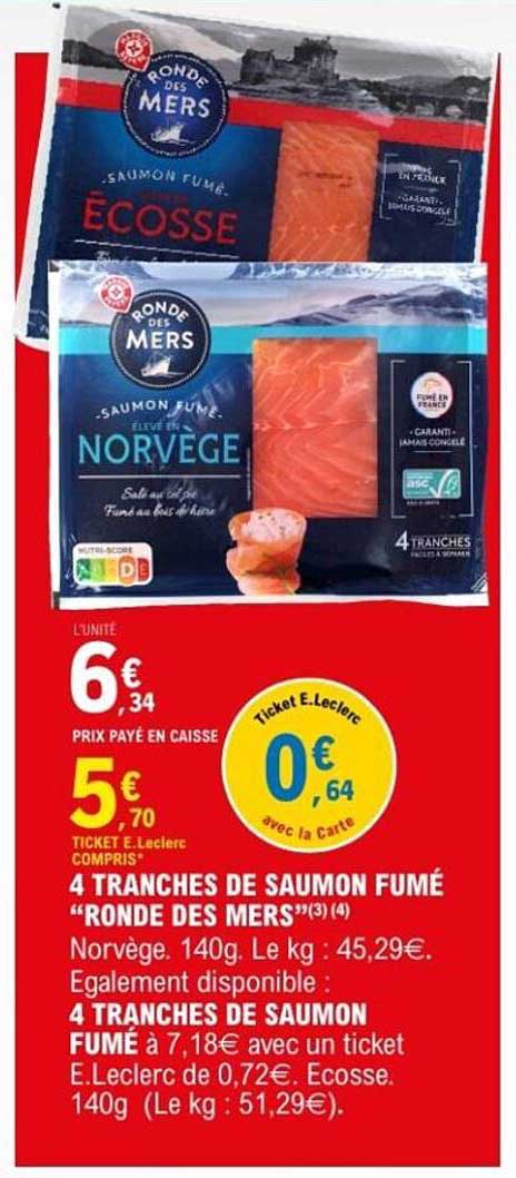 4 tranches de saumon fumé "Ronde des Mers"