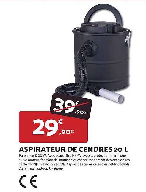 ASPIRATEUR DE CENDRES 20 L