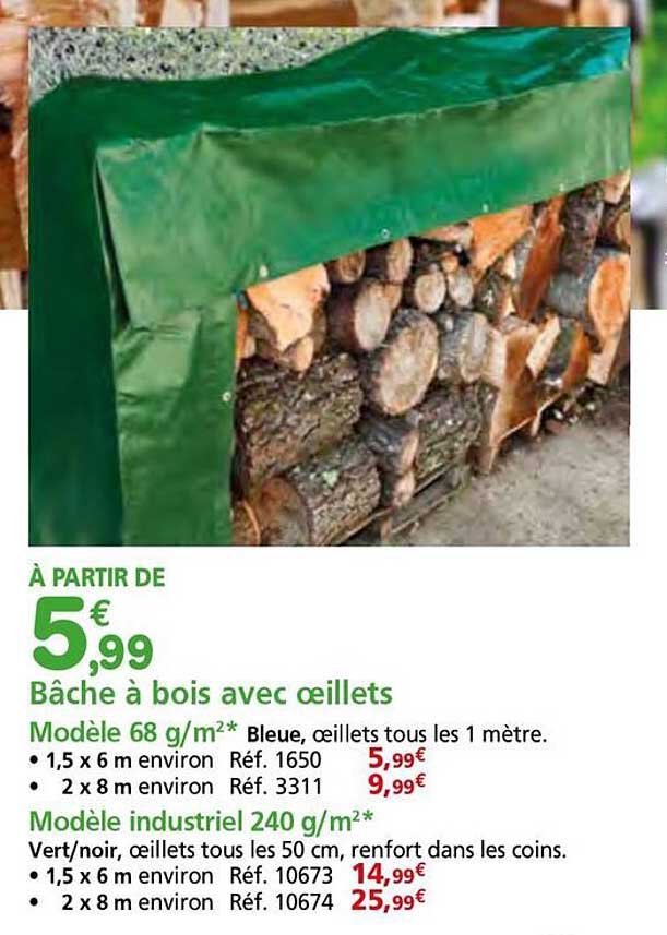 Bâche à bois avec œillets