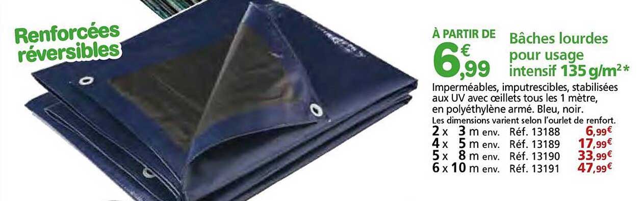 Bâches lourdes pour usage intensif 135 g/m²