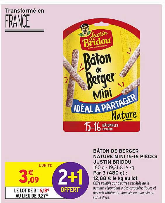 BÂTON DE BERGER NATURE MINI 15-16 PIÈCES JUSTIN BRIDOU