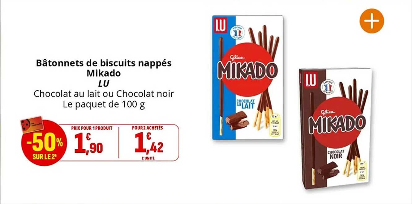 Bâtonnets de biscuits nappés Mikado