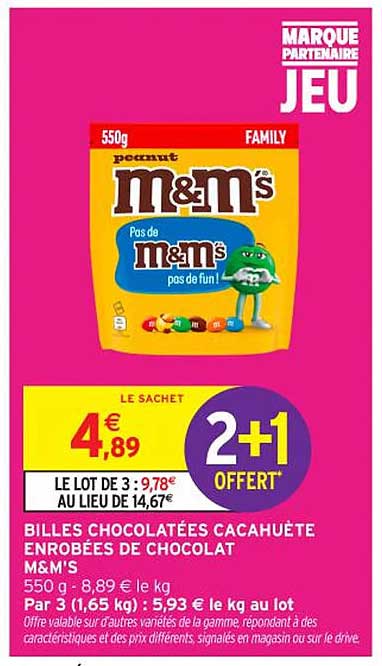 BILLES CHOCOLATÉES CACAHUÈTE ENROBÉES DE CHOCOLAT M&M'S