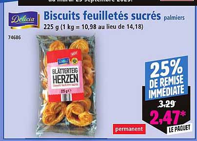 Biscuits feuilletés sucrés palmier