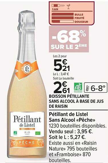 BOISSON PÉTILLANTE SANS ALCOOL À BASE DE JUS DE RAISIN