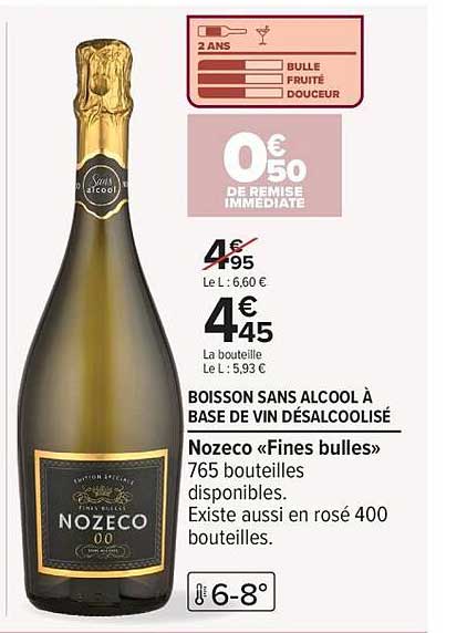 BOISSON SANS ALCOOL À BASE DE VIN DÉSALCOOLISÉ