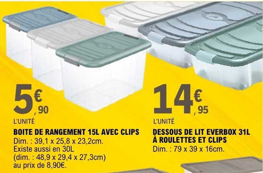 Boîte de rangement 15L avec clips