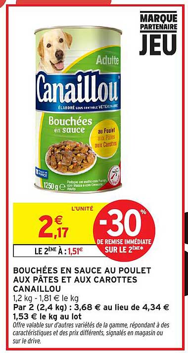 BOUCHÉES EN SAUCE AU POULET AUX PÂTES ET AUX CAROTTES CANAILLOU