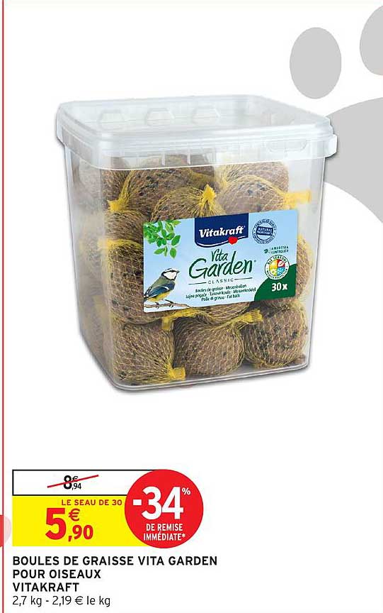 BOULES DE GRAISSE VITA GARDEN POUR OISEAUX VITAKRAFT