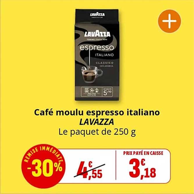 Café moulu espresso italiano LAVAZZA Le paquet de 250 g