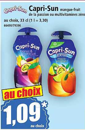 Capri-Sun mangue-fruit de la passion ou multivitamines zéro