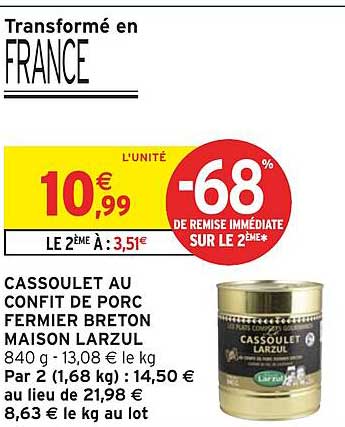 CASSOULET AU CONFIT DE PORC FERMIER BRETON MAISON LARZUL