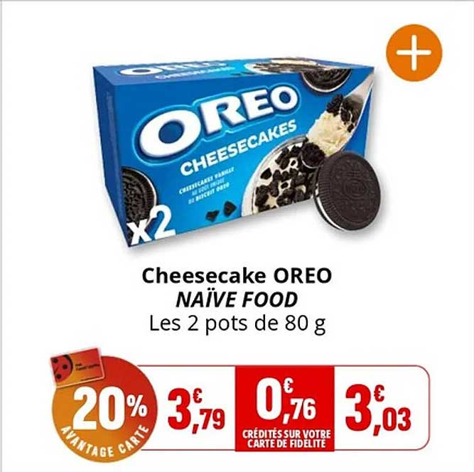 Cheesecake OREO NAÏVE FOOD Les 2 pots de 80 g