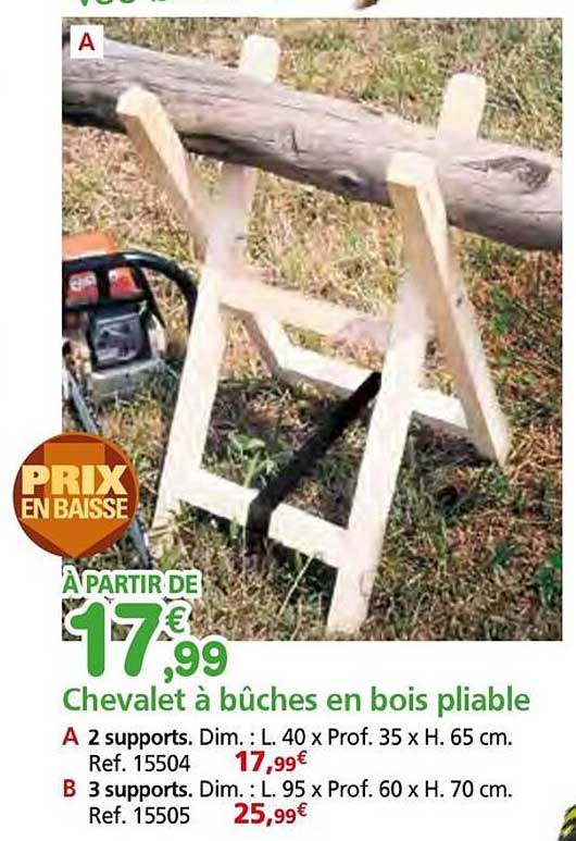 Chevalet à bûches en bois pliable