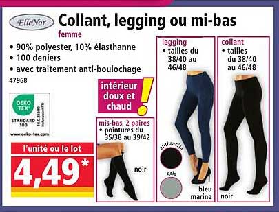 Collant, legging ou mi-bas femme