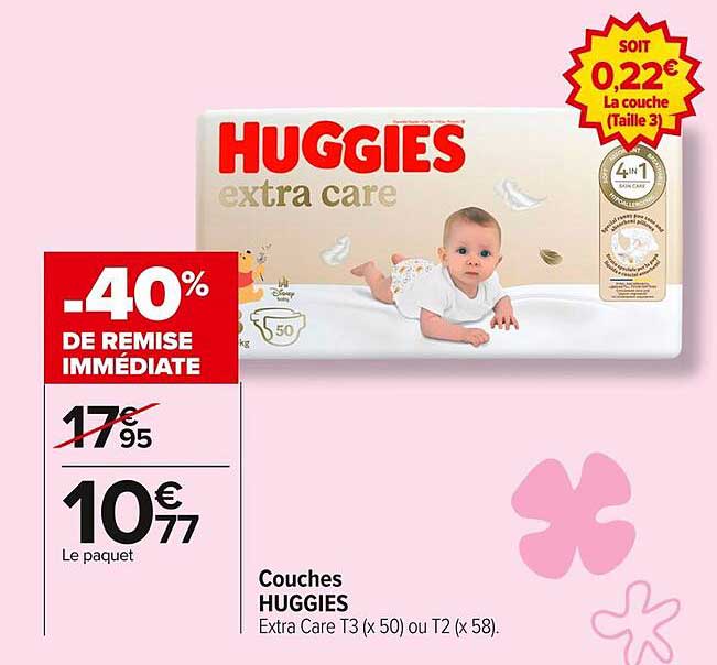 Couches HUGGIES Extra Care T3 (x50)