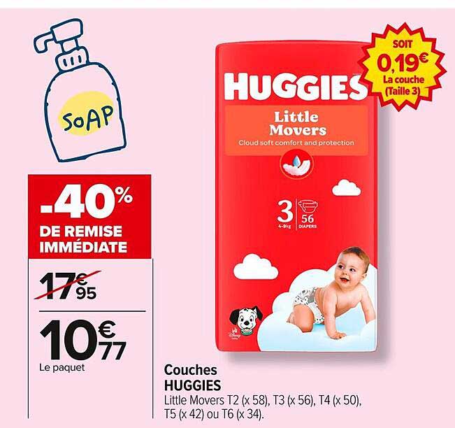 Couches HUGGIES Little Movers -40%