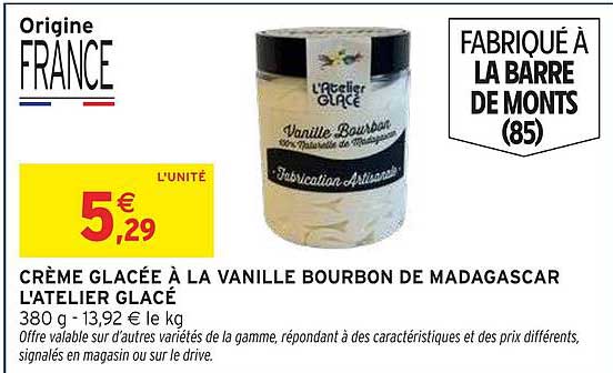 CRÈME GLACÉE À LA VANILLE BOURBON DE MADAGASCAR L'ATELIER GLACÉ
