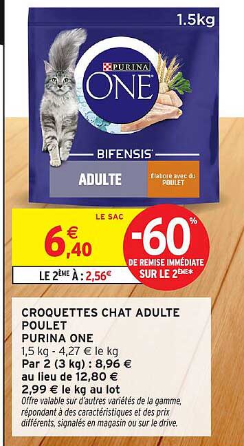 CROQUETTES CHAT ADULTE POULET PURINA ONE