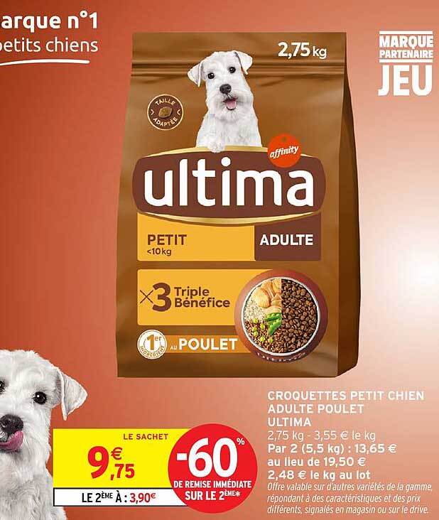 Croquettes Petit Chien Adulte Poulet Ultima