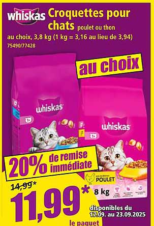 Croquettes pour chats poulet ou thon