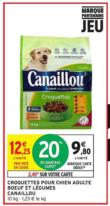 CROQUETTES POUR CHIEN ADULTE BOEUF ET LÉGUMES CANAILLOU