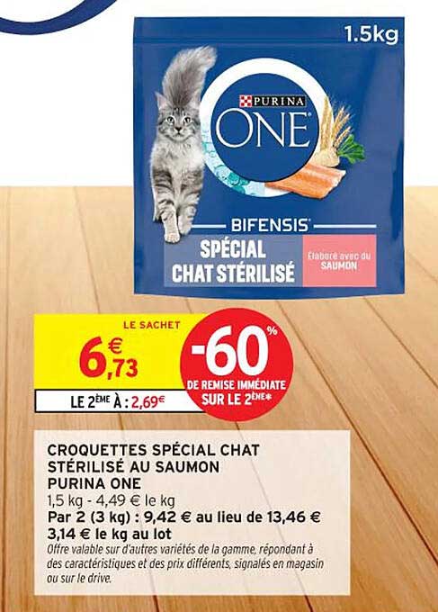 CROQUETTES SPÉCIAL CHAT STÉRILISÉ AU SAUMON PURINA ONE