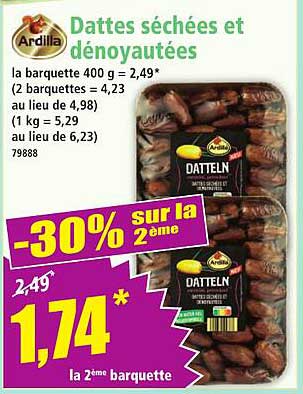 Dattes séchées et dénoyautées